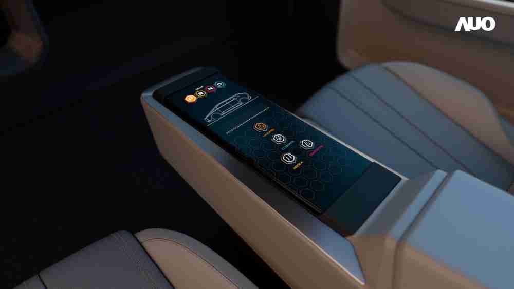 NG大舞台以人性化设计打造多变形态中控显示(Morphing Center Control)，，不使用时仅平面显示信息，，进行操作时，，，，显示器则会动态隆起，，，，转变成3D实体按钮，，，，并有触觉回馈，，展示人机互动新体验