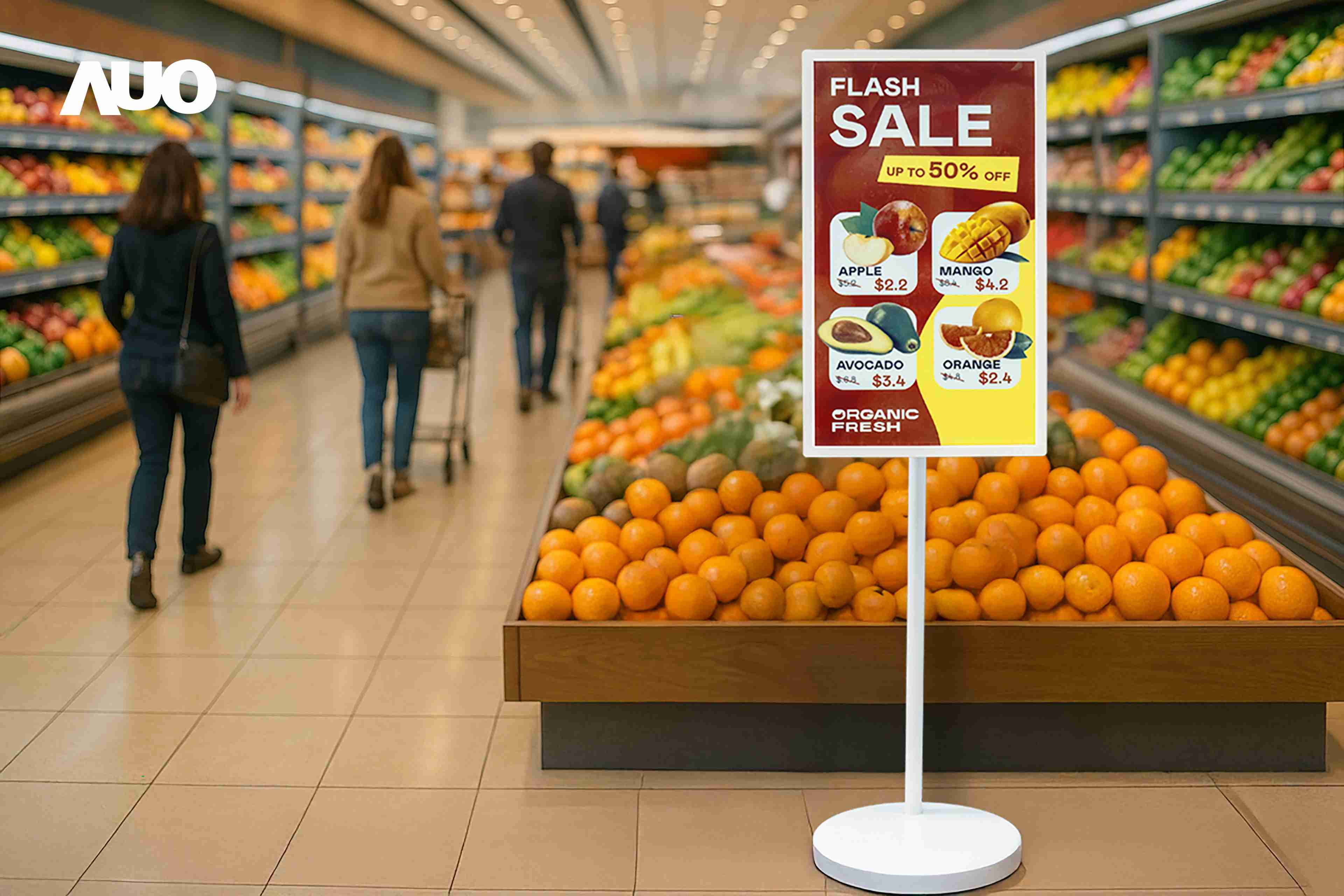 达擎首亮相低功耗、、、全彩的〝aecoPost电子纸解决方案〞，，，仅在更新画面时需要微量的电力驱动，，无需布建电线的便捷设计，，，，使其可灵活应用、、、随意置放，，，并可透过云端或行动装置app，，，，轻松管理及排程广告内容，，，晋升店头营销利器。。。